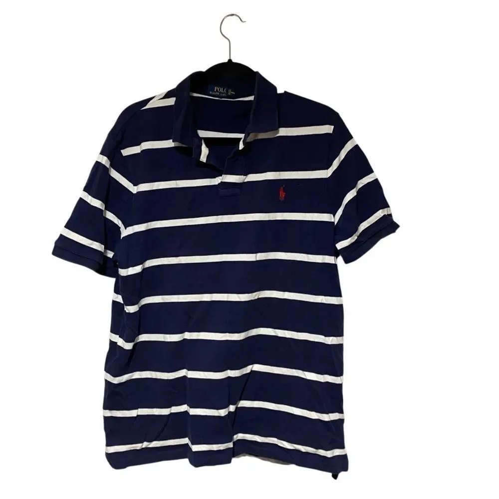 Polo Ralph Lauren men’s blue and white striped polo large